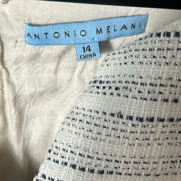 ANTONIO MELANI Cream Sheath Midi Dress V-Neck Sleeveless - Picture 3 of 7